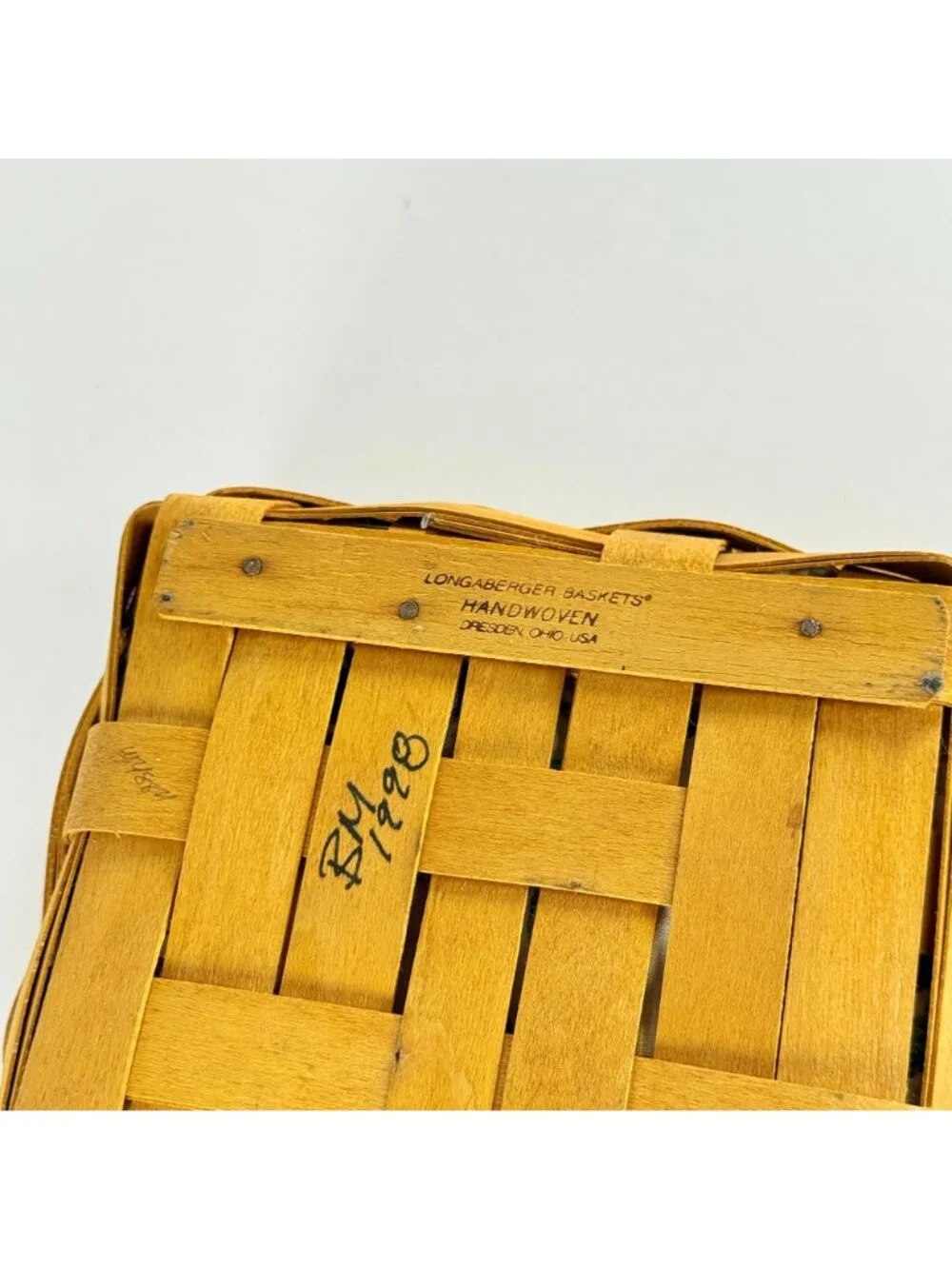 Longaberger 1998 Vintage Basket Yellow Floral Liner Protector Square Decor